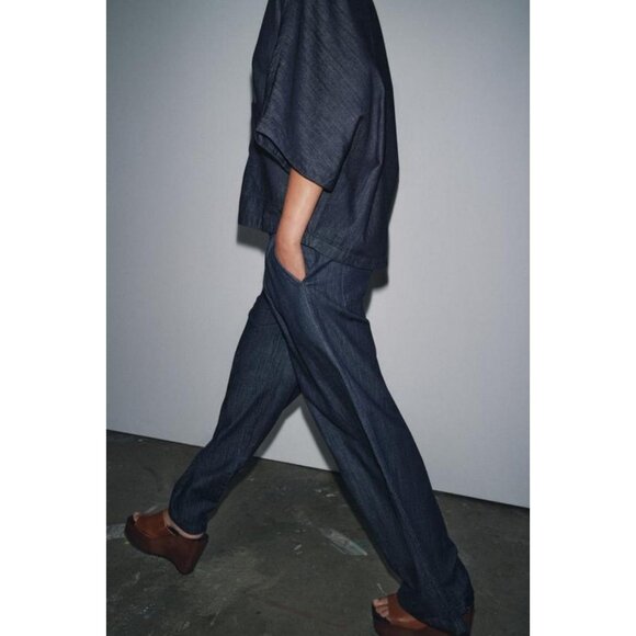 ZARA WOMAN COLLECTION RELAXED DENIM SHIRT - Picture 6 of 9